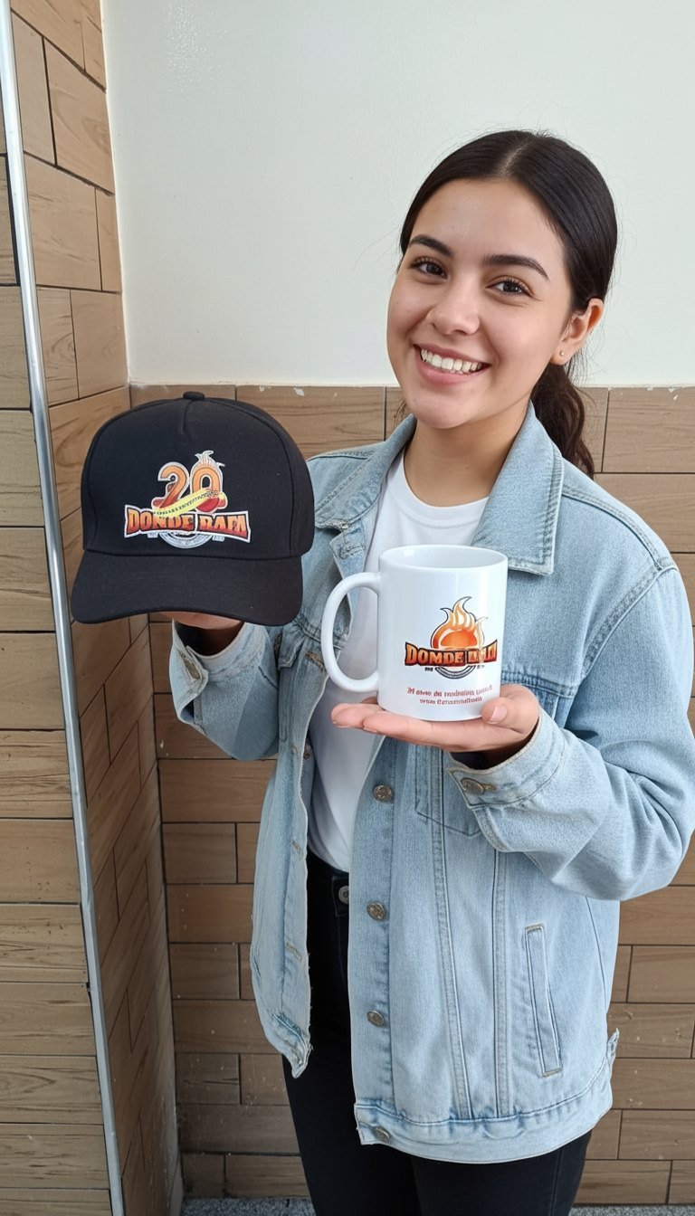 Gorra edición 20 aniversario y mug con la marca Donde Rafa