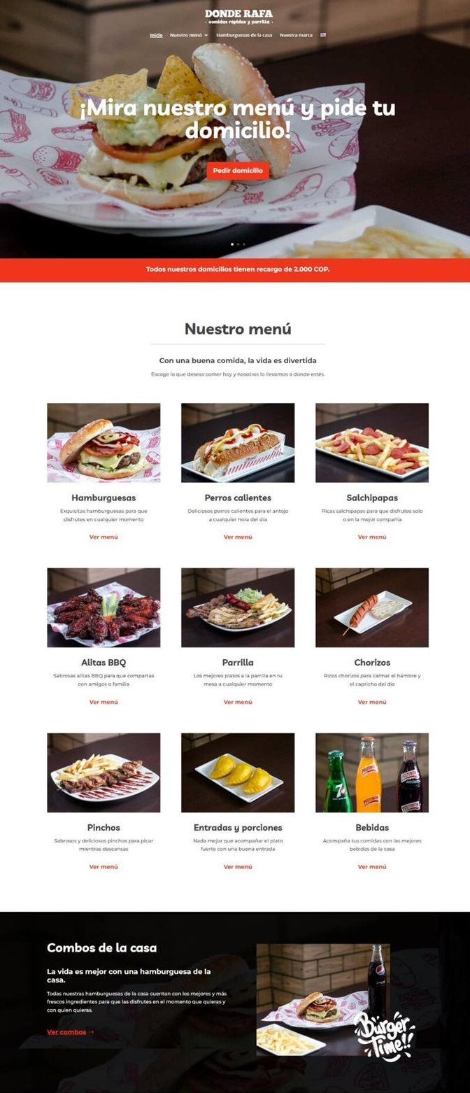 Página de inicio anterior: plantilla blanca con cuadrícula de fotos