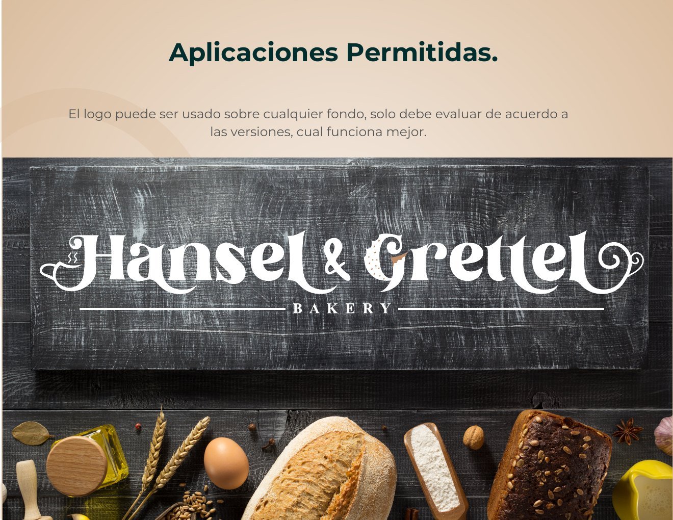 Aplicación permitida del logotipo sobre fotografía de panadería