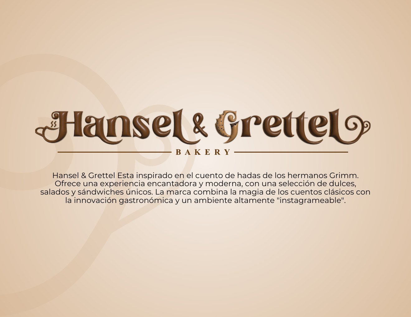 Página del brand book con el logotipo Hansel & Grettel Bakery y la descripción de la marca