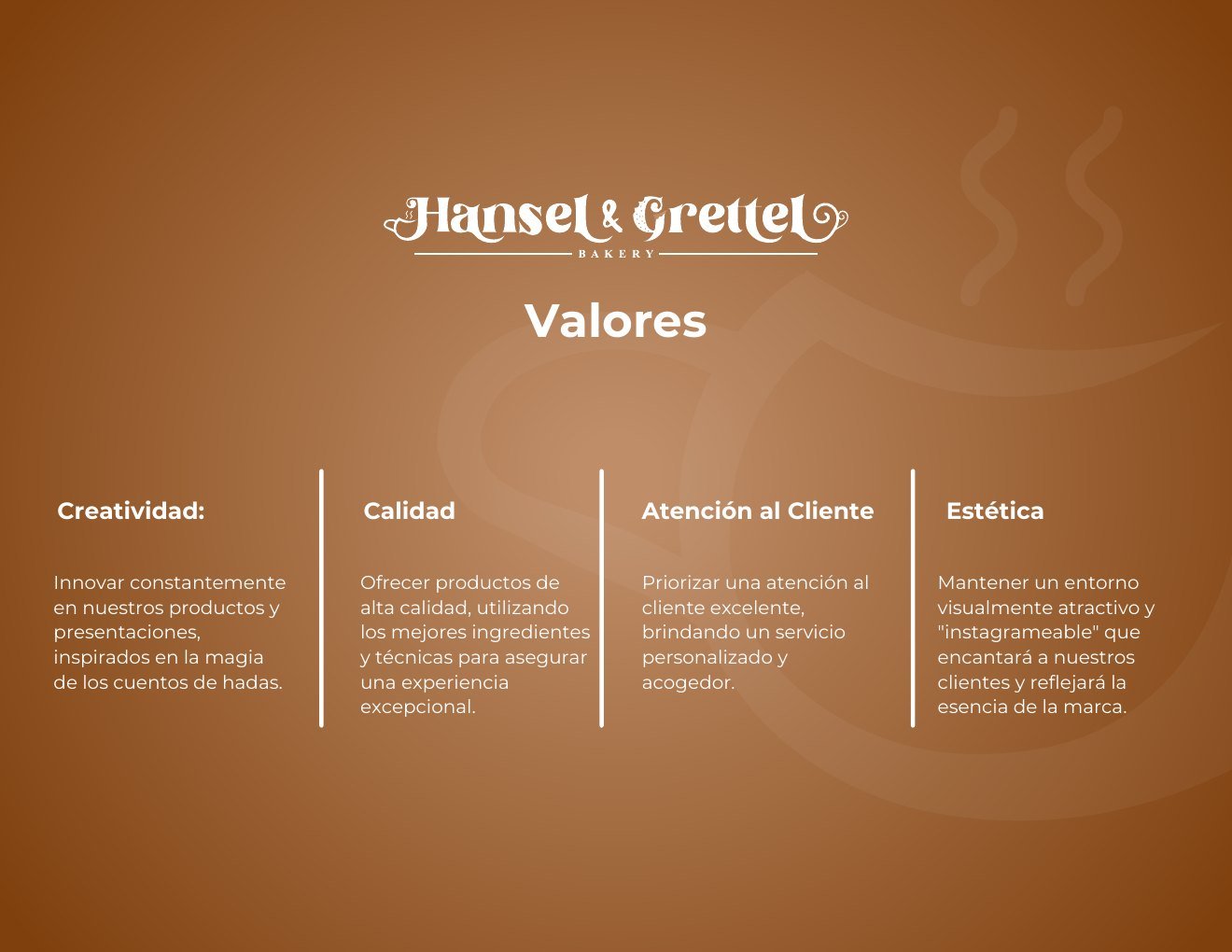 Página de valores de la marca Hansel & Grettel